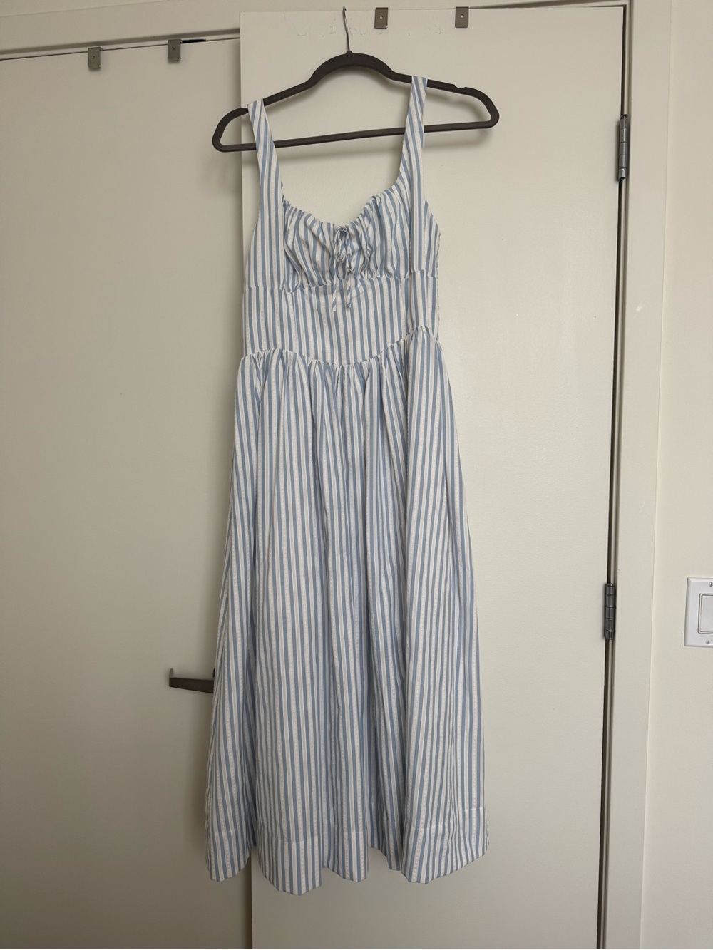 All in Favor Light Blue and White Striped Dress